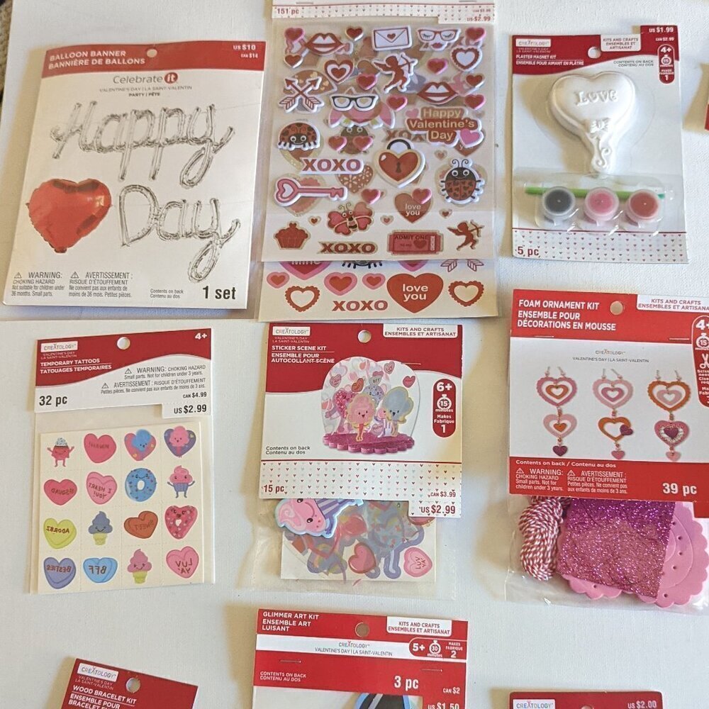 NWT Lot 9 Valentine Galentine Day Crafts Balloon Stickers Bundle Michael's Party